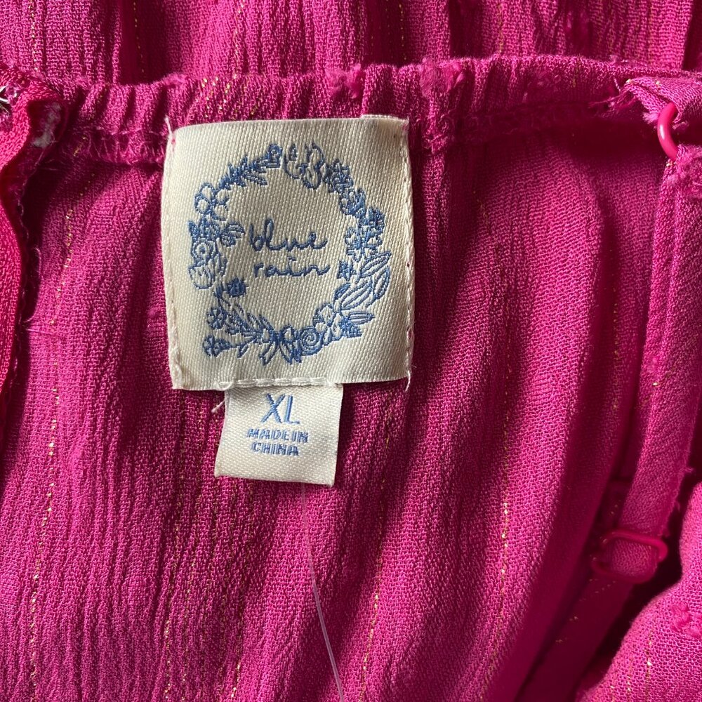 Francesca's Blue Rain women's XL magenta tie at waist A-line dress - Picture 10 of 13
